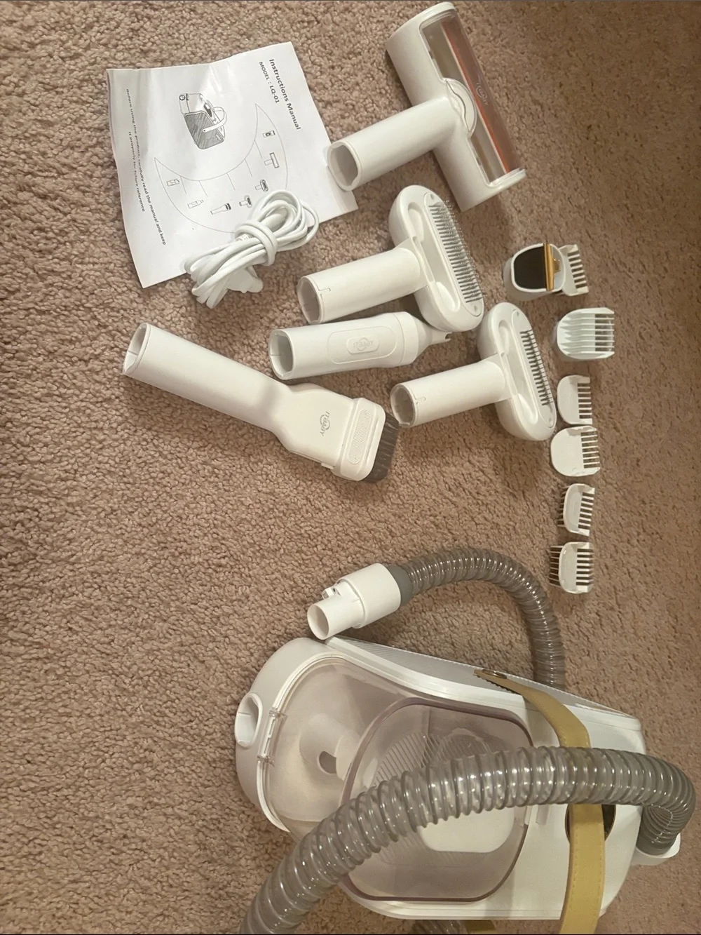 Universal White Pet Grooming Vacuum Kit - White